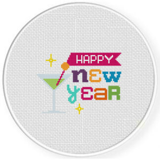 New Year Martini Cross Stitch Pattern