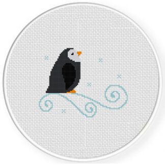 Penguin Snow Swish Cross Stitch Pattern