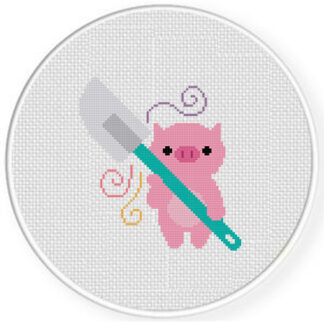 Pig with Spatula Cross Stitch Pattern