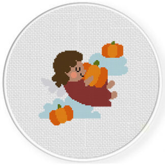 Harvest Angel Pumpkin Cross Stitch Pattern