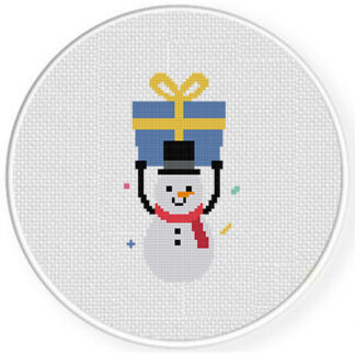 Snowman Gift Cross Stitch Pattern