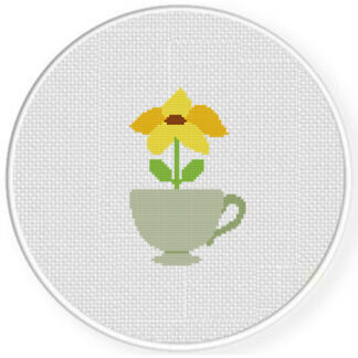 Teacup Flower Cross Stitch Pattern