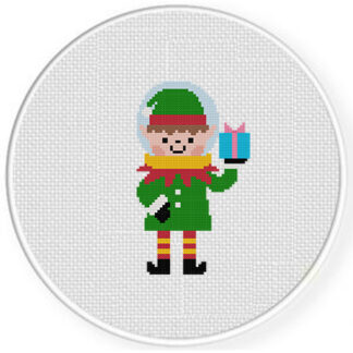 Astronaut Elf Cross Stitch Pattern