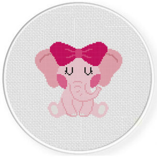Baby Girl Elephant Cross Stitch Pattern