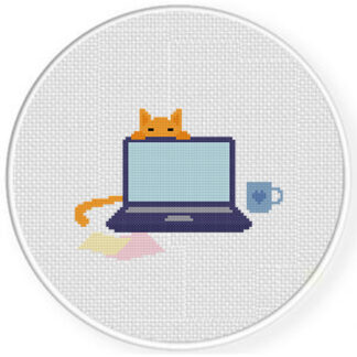 Cat Peek At Work Cross Stitch Pattern