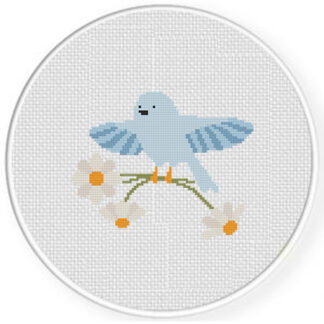 Bird with Chamomile Cross Stitch Pattern