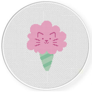 Cotton Candy Cat Cross Stitch Pattern
