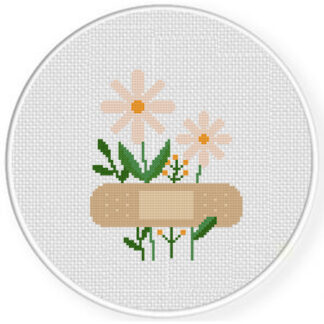 Floral In Band Aid Cross Stitch Pattern