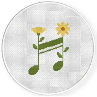 Flower Note Cross Stitch Pattern