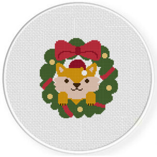 Fox Christmas Wreath Cross Stitch Pattern