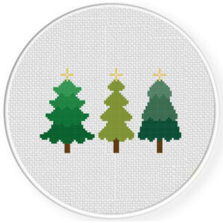 Holiday Tree Trio Cross Stitch Pattern