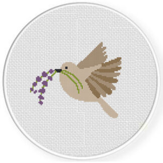 Bird and Lavender Cross Stitch Pattern