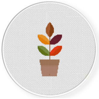 Potted Autumn Plant Cross Stitch Pattern