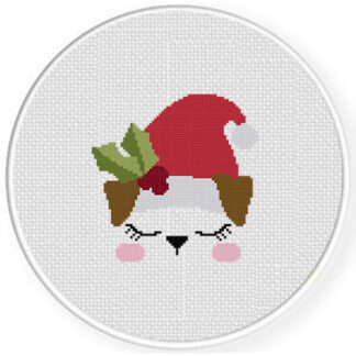 Christmas Puppy Face Cross Stitch Pattern