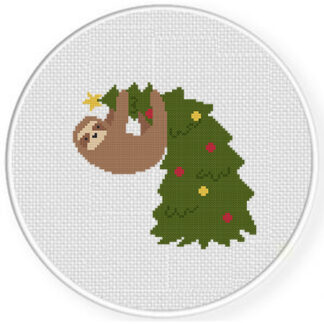 Sloth On Christmas Tree Cross Stitch Pattern