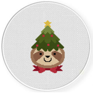 Sloth With Tree Hat Cross Stitch Pattern