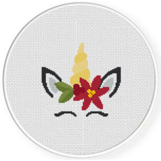 Christmas Unicorn Face Cross Stitch Pattern