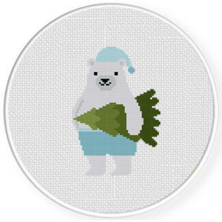 White Bear Pine Tree Cross Stitch Pattern
