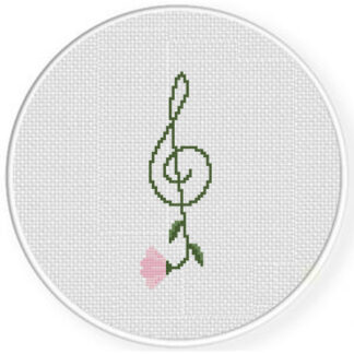 G Clef Floral Cross Stitch Pattern