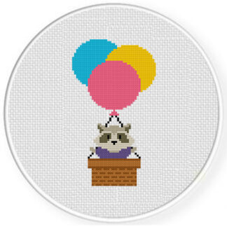 Flying Raccoon Cross Stitch Pattern