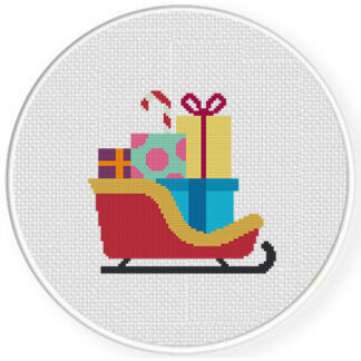 Gift Sleigh Cross Stitch Pattern