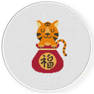 Lucky Tiger Pouch Cross Stitch Pattern
