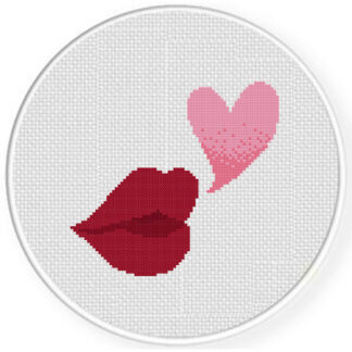 Pouty Lips and Heart Cross Stitch Pattern