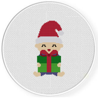 Santa Baby with Gift Cross Stitch Pattern