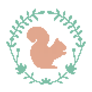 Squirrel Wreath Cross Stitch Pattern