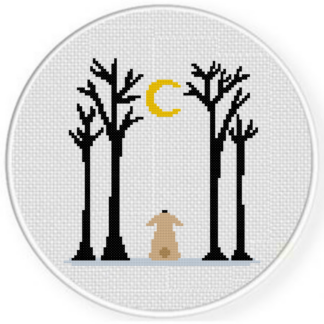 Forest Moon Bunny Cross Stitch Pattern