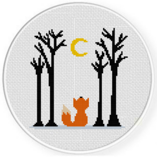 Forest Moon Fox Cross Stitch Pattern