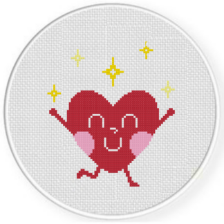 Happy Sparkly Heart Cross Stitch Pattern