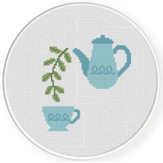 Tea Party Leaves Cross Stitch Pattern