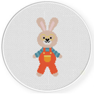 Bunny Doll Overalls Cross Stitch Pattern