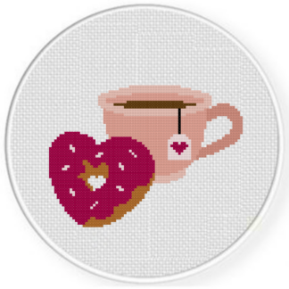 Hearty Tea and Donut Cross Stitch Pattern