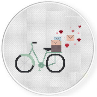 Bike with Love Letters Cross Stitch Pattern