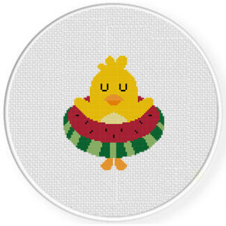 Duckie Watermelon Floatie Cross Stitch Pattern