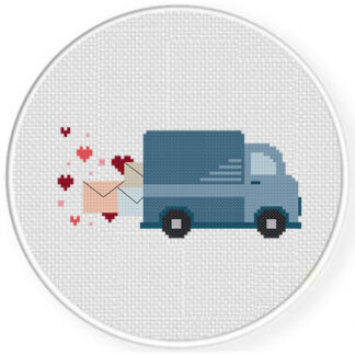 Love Letter Truck Cross Stitch Pattern