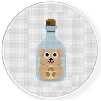 Puppy in Bottle Cross Stitch Pattern