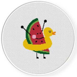 Watermelon in Duck Floatie Cross Stitch Pattern