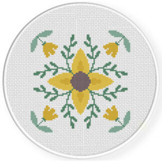 Yellow Flower Quilt Cross Stitch Pattern