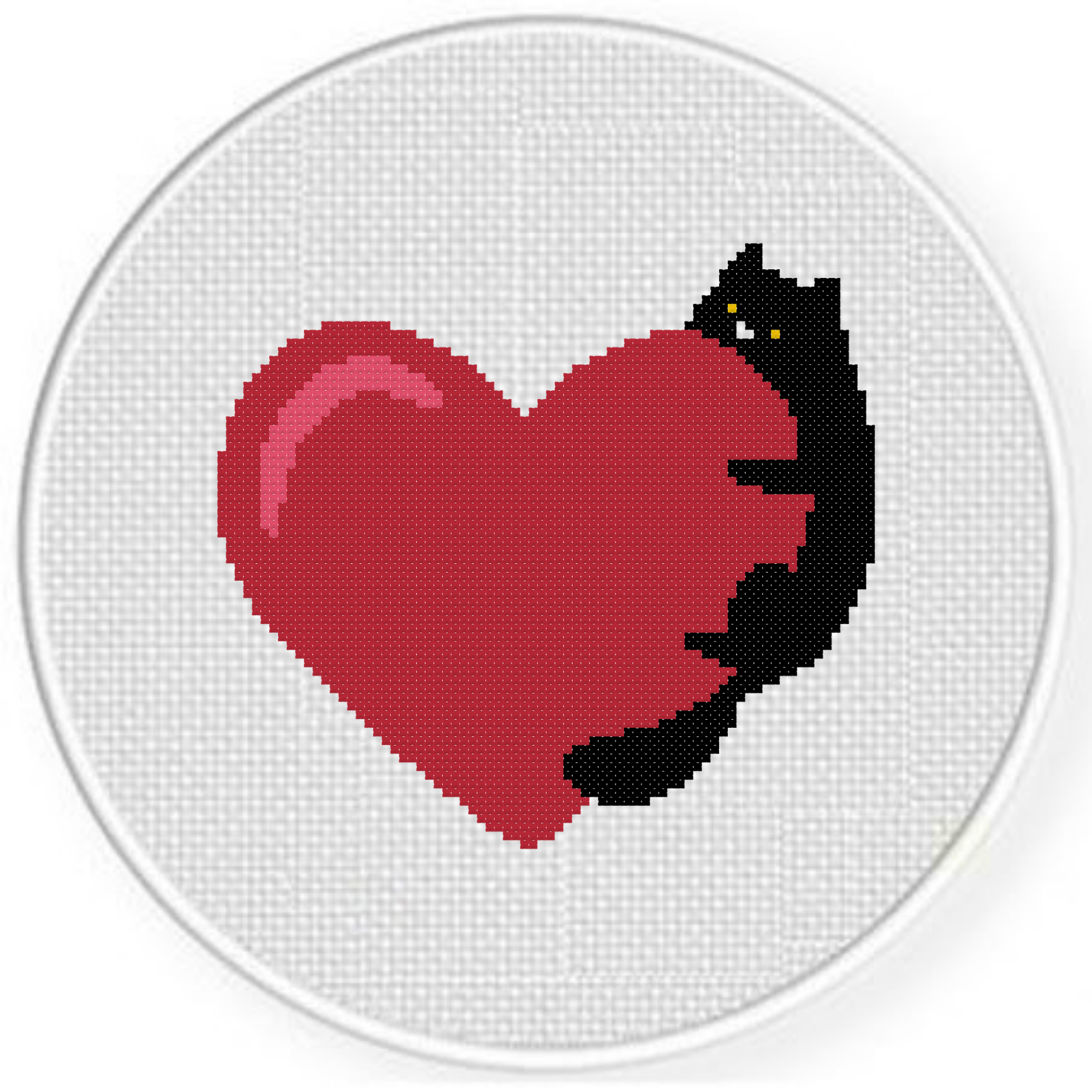 Heart Hugger Cat Cross Stitch Pattern
