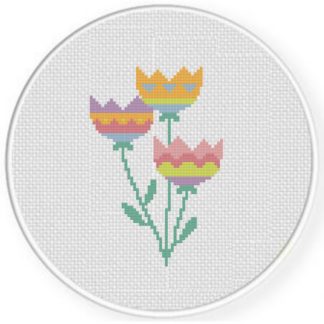 Egg Flowers Cross Stitch Pattern