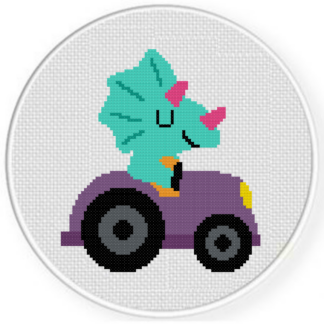 Triceratops Tractor Cross Stitch Pattern