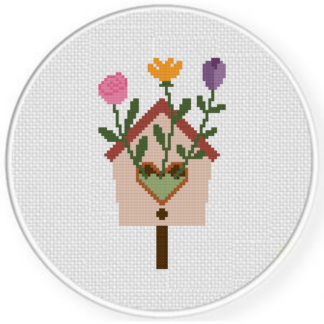 Birdhouse Florals Cross Stitch Pattern