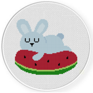 Bunny Watermelon Floatie Cross Stitch Pattern