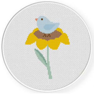 Bird on top of a flower Cross Stitch Pattern