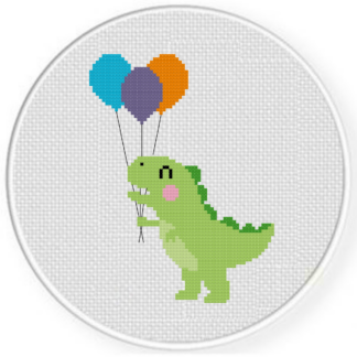 Dino Party Balloons Cross Stitch Pattern