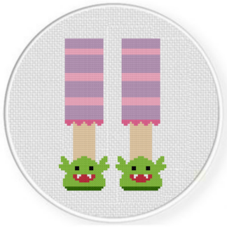 Monster Slippers Cross Stitch Pattern