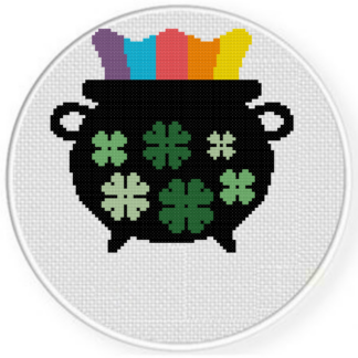 A pot of Shamrock Cross Stitch Pattern